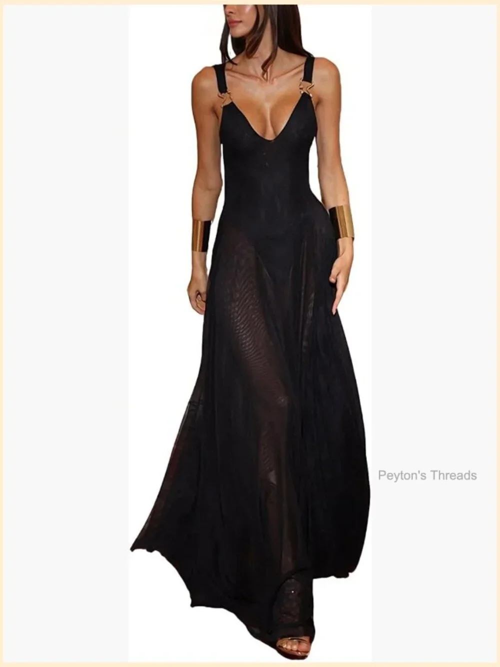 Sexy Sheer Lace Maxi Dress Mesh A-Line Long Beach Vacation - Picture 1 of 7